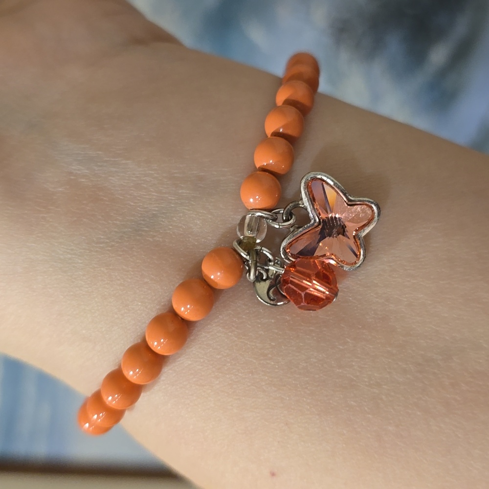 Touchstone Crystal Swarvorski Crystal Coral Beaded Braclett IOB
